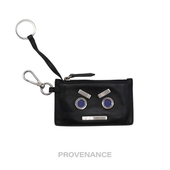 🔴 Fendi Face Key Pouch Cles - Black Leather - Picture 3 of 13